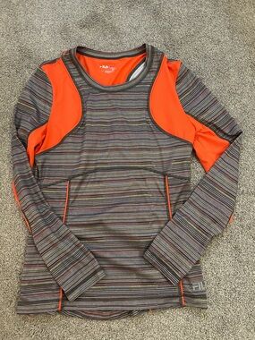 Fila Sport Long Sleeve Gray and Neon Orange Performance Running Top